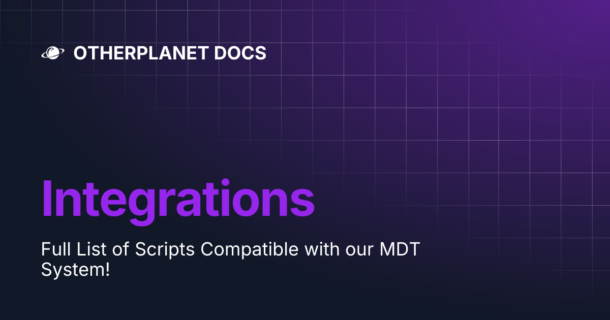Integrations | OTHERPLANET DOCS